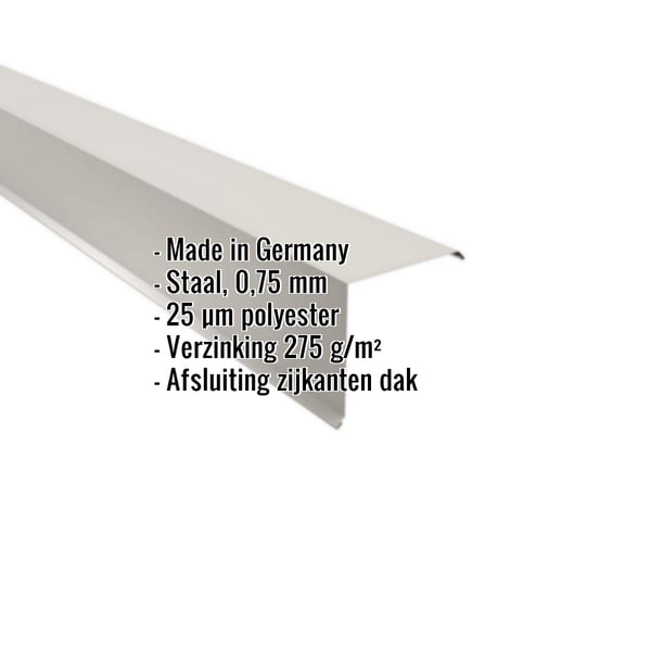 Windveer Grijswit (RAL 9002) van staal 0,75 mm, 25 µm polyestercoating, met ingebouwde productgegevens