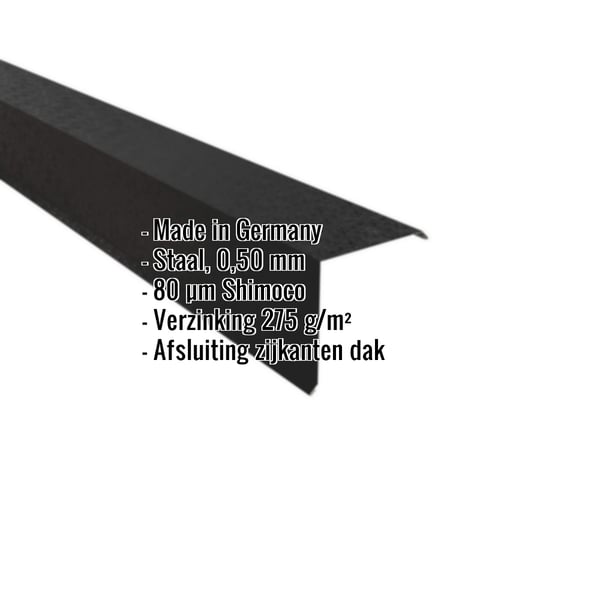 Windveer Gitzwart RAL 9005 met 80 µm Shimoco coating, productgegevens weergegeven