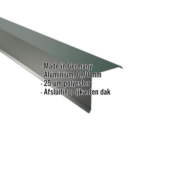 Gevelpan Aluminium Mosgroen RAL 6005, 0,70 mm dikte, met ingebedde hoekgegevens