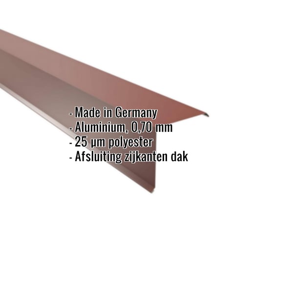 Gevelhoek Aluminium Roodbruin RAL 8012, 0,70 mm, met ingebouwde productgegevens