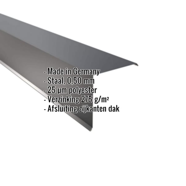 Gevelhoekprofiel 20x20 cm staal 0,50 mm Antracietgrijs RAL 7016 met ingebedde productgegevens
