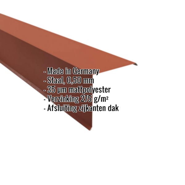 Gevelhoekprofiel van staal, 0,50 mm, terracotta, met ingebedde productdetails