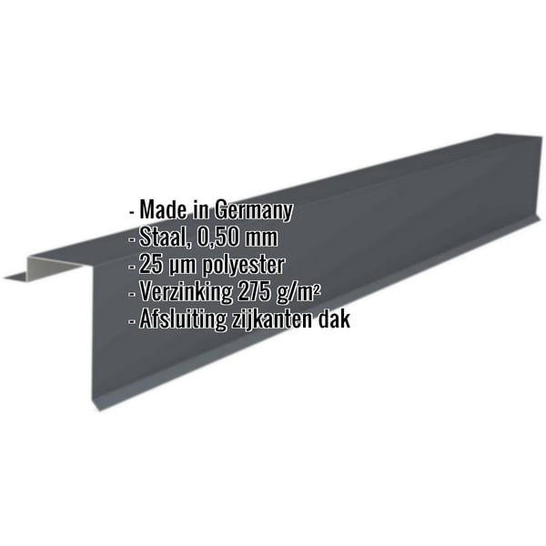 Windveer uit staal, 0,50 mm, Antracietgrijs RAL 7016, met ingebedde specificaties
