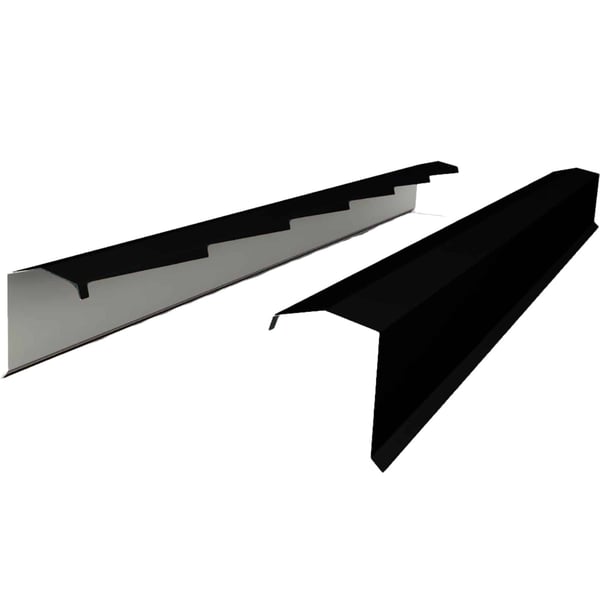 Twee windveren Gitzwart RAL 9005, 0,50 mm staal, schuin van bovenaf