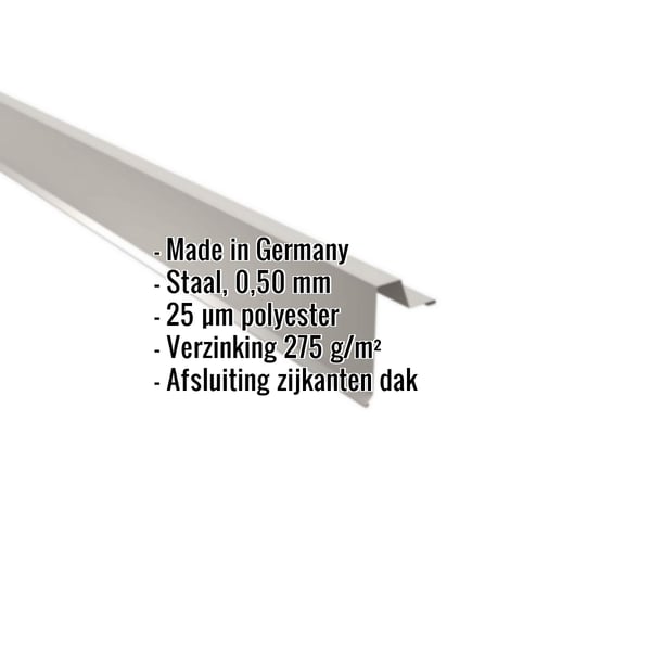 Gevelhoekprofiel staande fels 33/500 lichtgrijs RAL 7035 met productgegevens