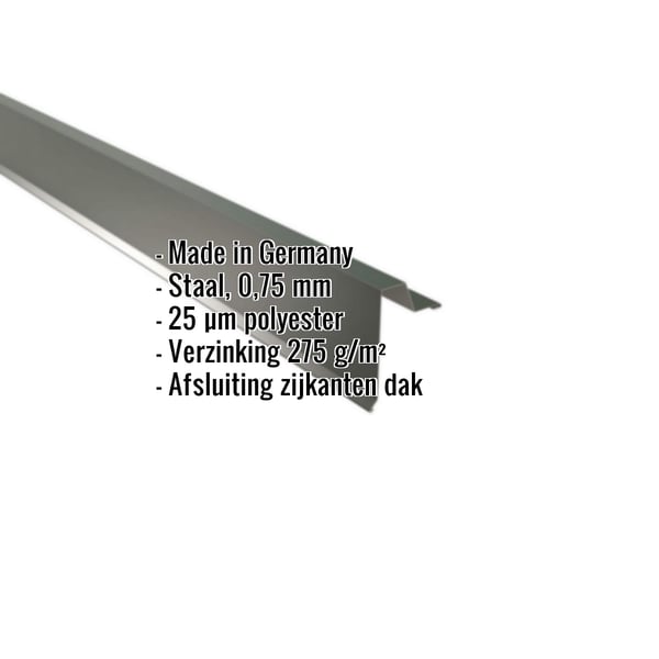 Gevelpan Stehfalzprofiel 33/500, Chroomoxydegroen, met ingebedde productgegevens over materiaal en coating