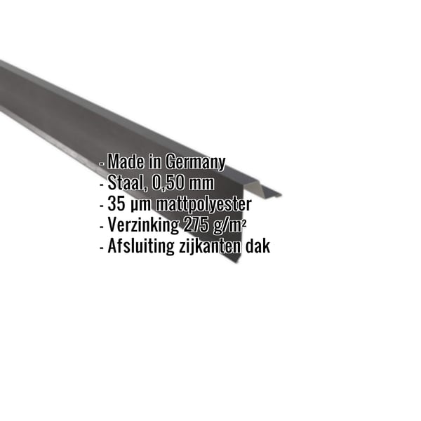 Gevelhoek Stehfalzprofiel 33/500, donkergrijs, met ingebouwde gegevens over materiaal, dikte en coating