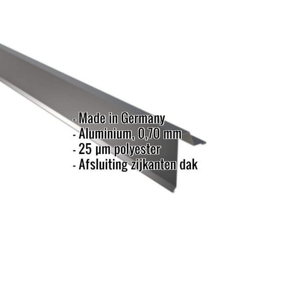 Gevelhoekprofiel staande fels 33/500 aluminium antracietgrijs RAL 7016 met ingebedde productgegevens