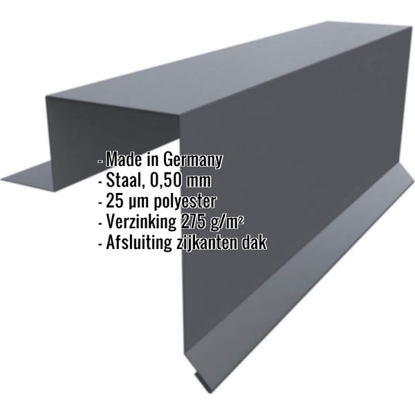 Gevelpan Stehfalzprofiel PD-510-S Grafietgrijs, 0,50 mm staal, met ingebedde productgegevens