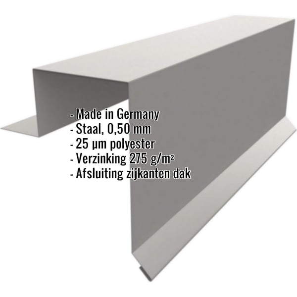 Gevelhoek Stehfalzprofiel PD-510-S, grijs aluminiumkleurig, met ingebedde specificaties