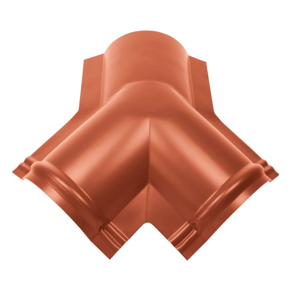 Y-stuk van kunststof in terracotta (RAL 8004), bovenaanzicht