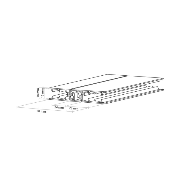 Zeven | Koppelprofiel | 10 mm | Kunststof | Wit | 3,02 m
