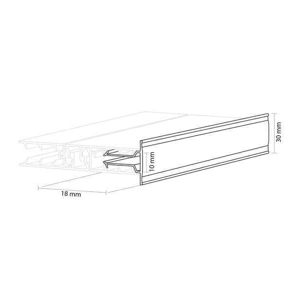 Zeven | Randprofiel | 10 mm | Kunststof | Wit | 7,02 m