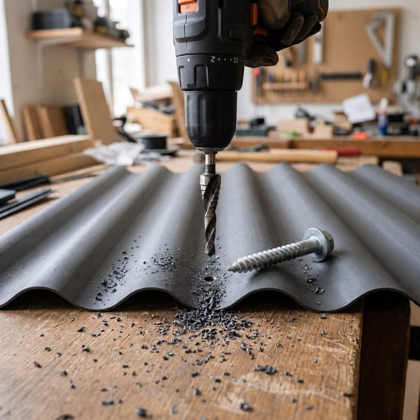 Voorboren van een profielplaat met de kunststof-schilboor op de golfberg