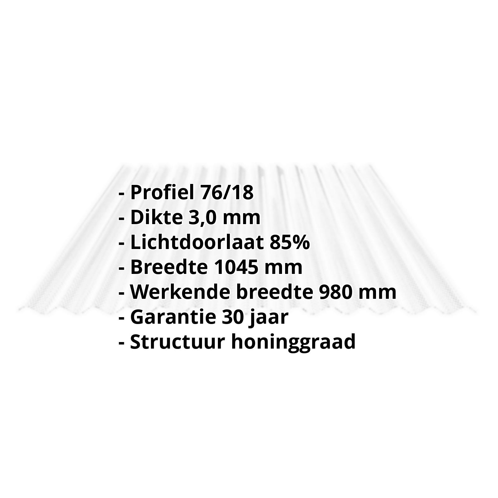 Acrylaat golfplaat | 76/18 | 3,00 mm | Helder | Honingraatstructuur | 500 mm #2