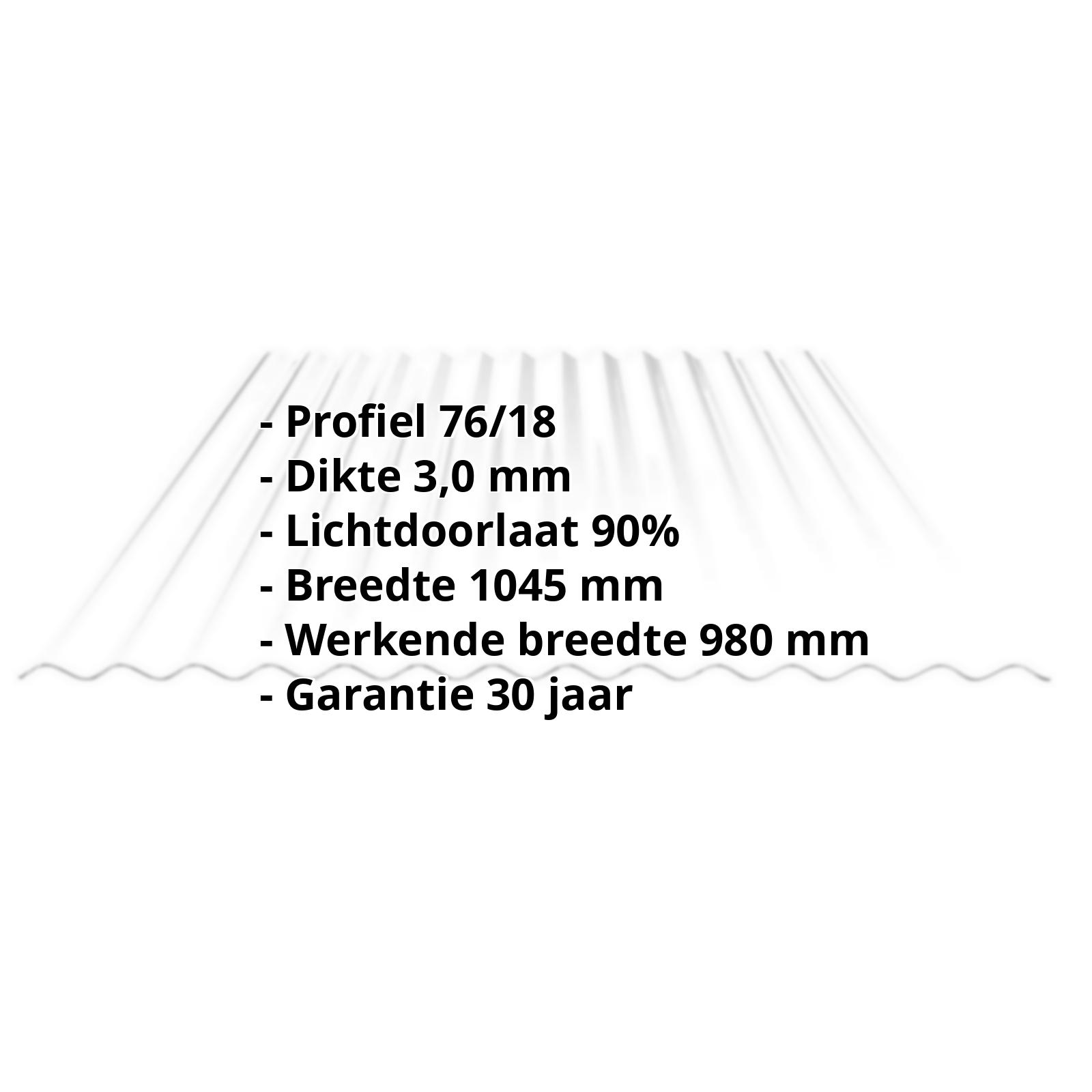 Acrylaat golfplaat | 76/18 | 3,00 mm | Helder | 500 mm #2
