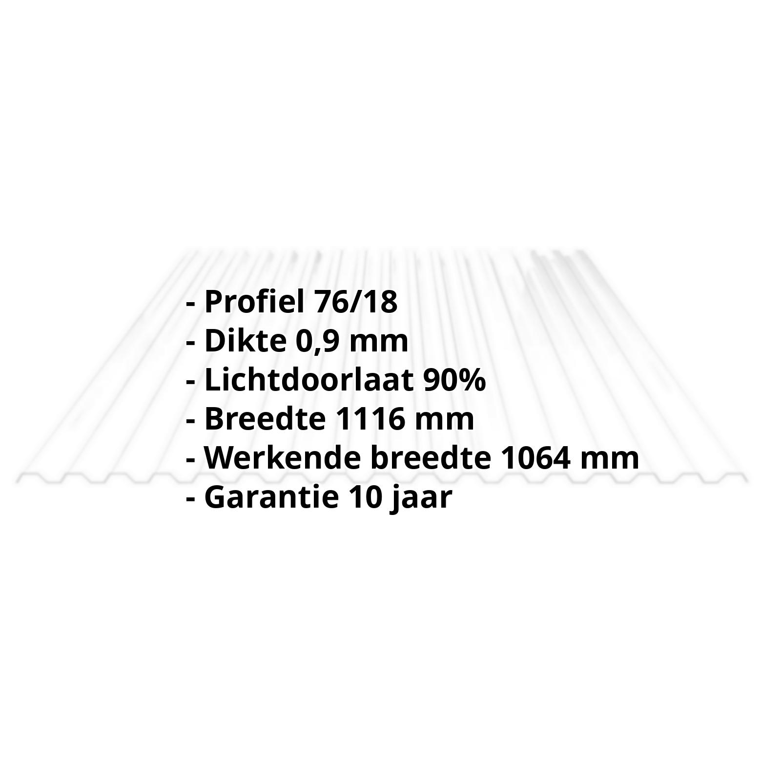 Polycarbonaat damwandplaat | 76/18 | 0,90 mm | Helder | 500 mm #2