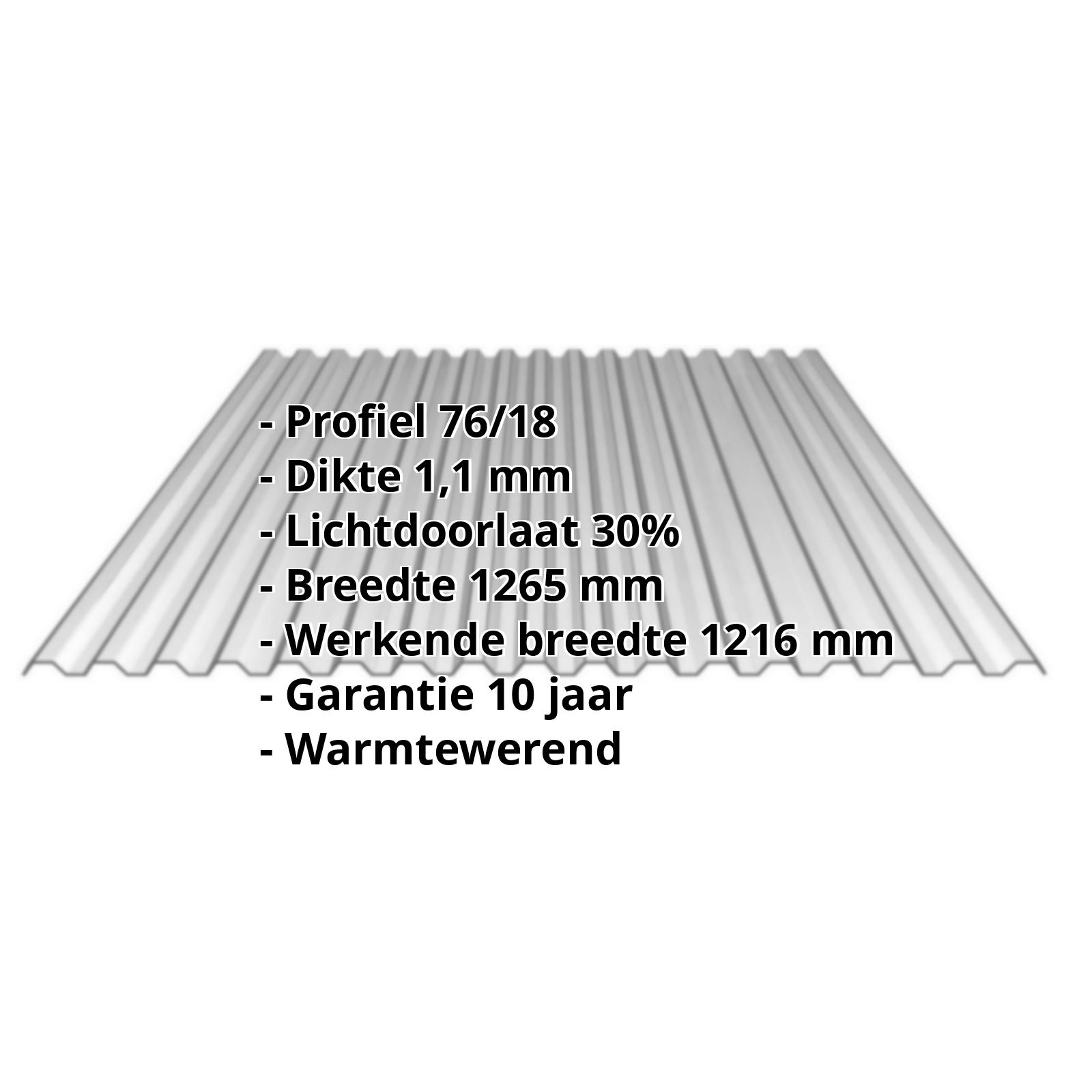 Polycarbonaat damwandplaat | 76/18 | 1,10 mm | Zilvergrijs | Warmtewerend | 500 mm #2