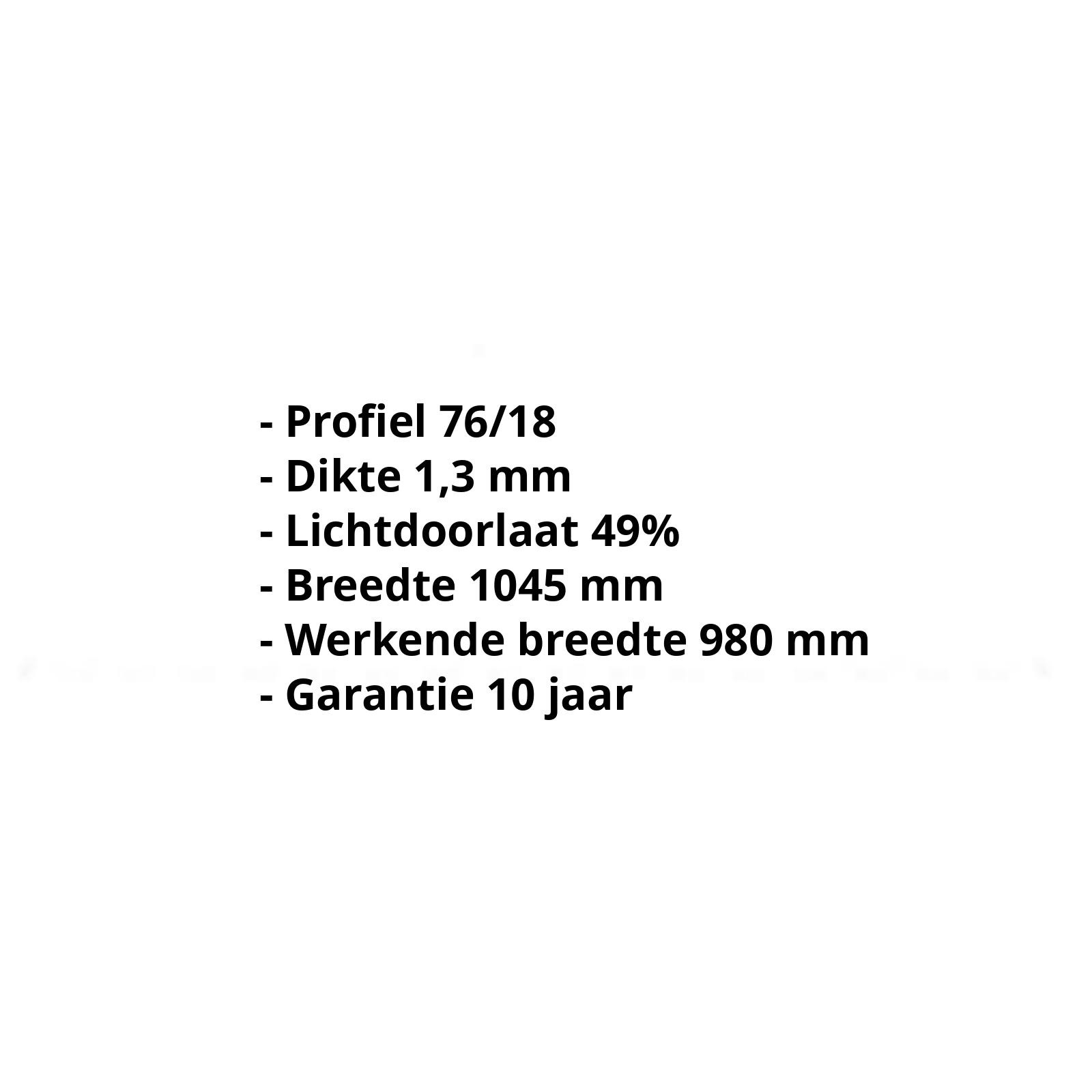 Polycarbonaat damwandplaat | 76/18 | 1,30 mm | Opaal wit | 500 mm #2