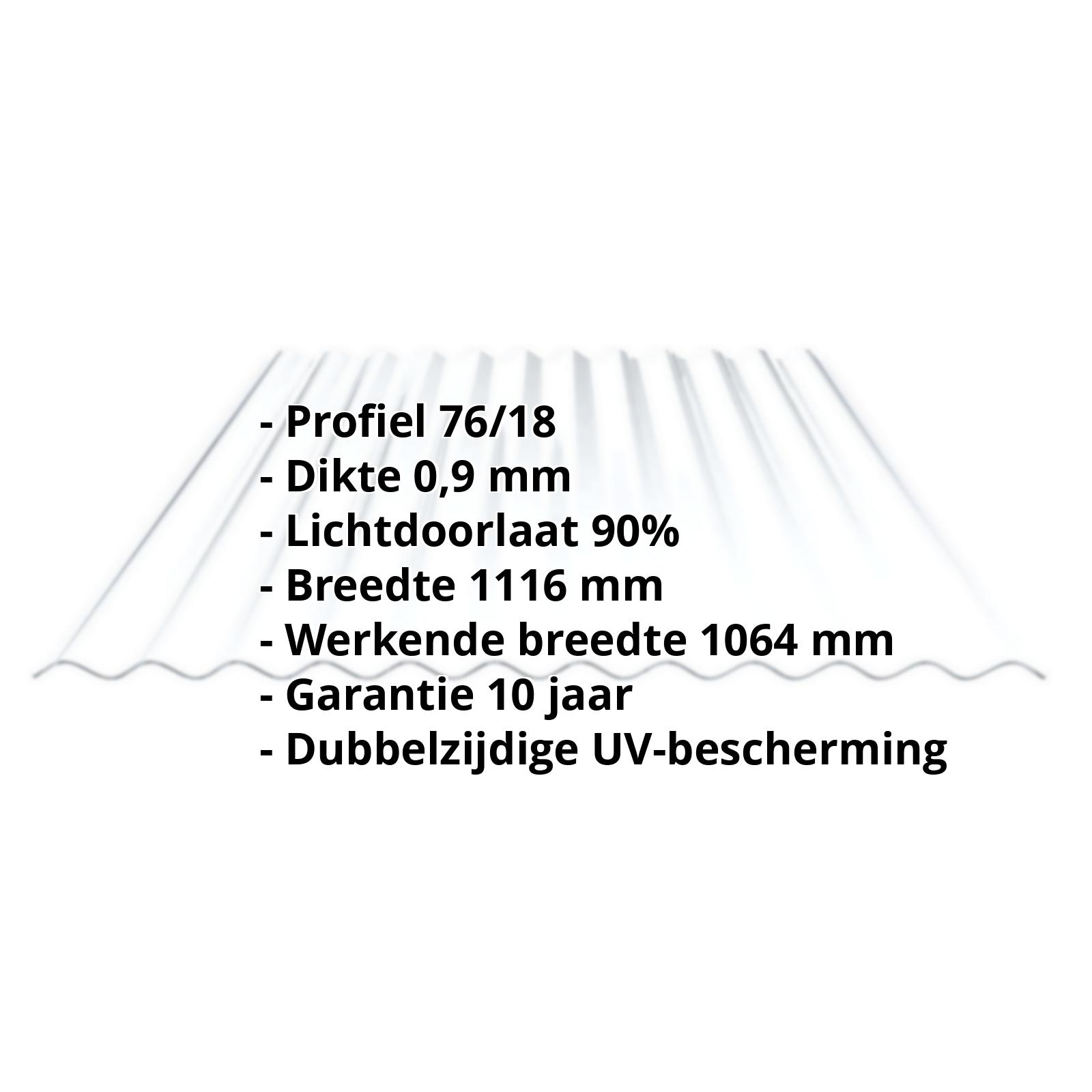 Polycarbonaat golfplaat | 76/18 | 0,90 mm | Helder | Dubbelzijdige UV-bescherming | 500 mm #2