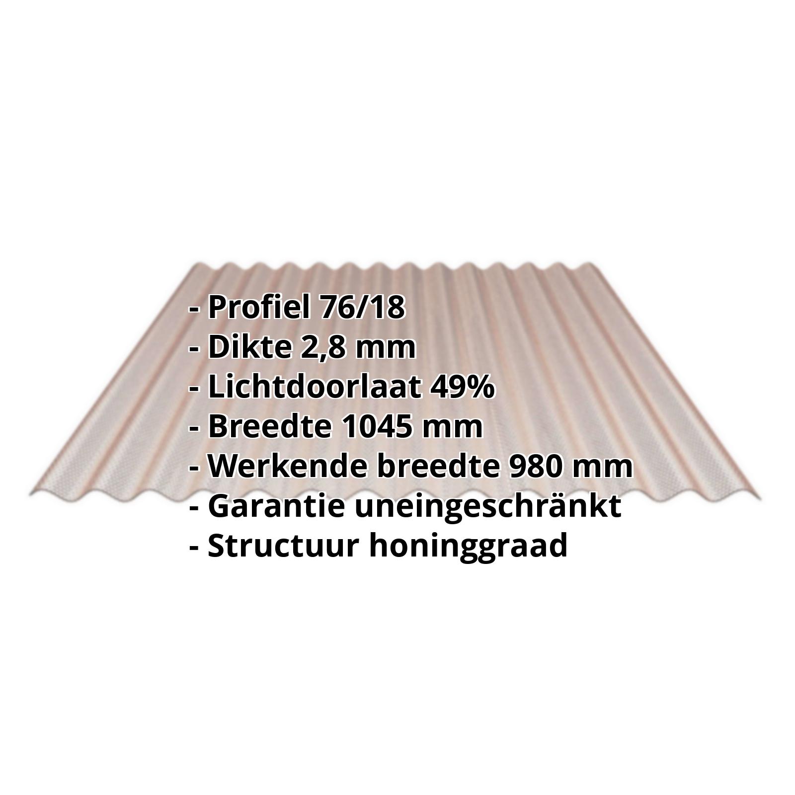 Polycarbonaat golfplaat | 76/18 | 2,80 mm | Brons | Honingraatstructuur | 500 mm #2