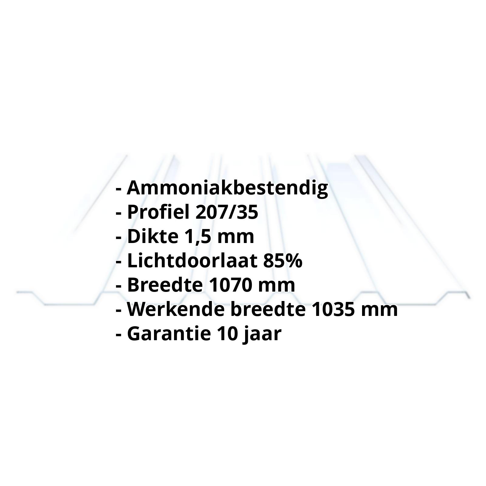 PVC damwandplaat | 207/35 | 1,50 mm | Helder, licht blauw getint | 500 mm #2