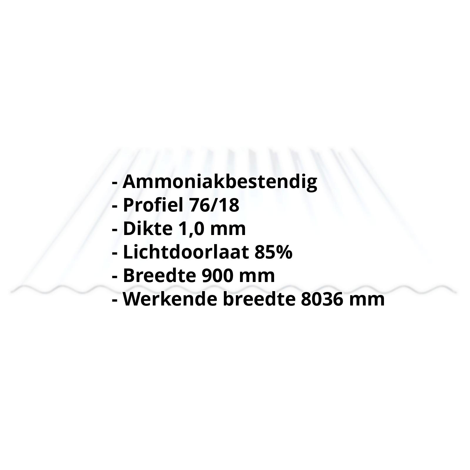 PVC golfplaat | 76/18 | 1,20 mm | Helder, licht blauw getint | 500 mm #2