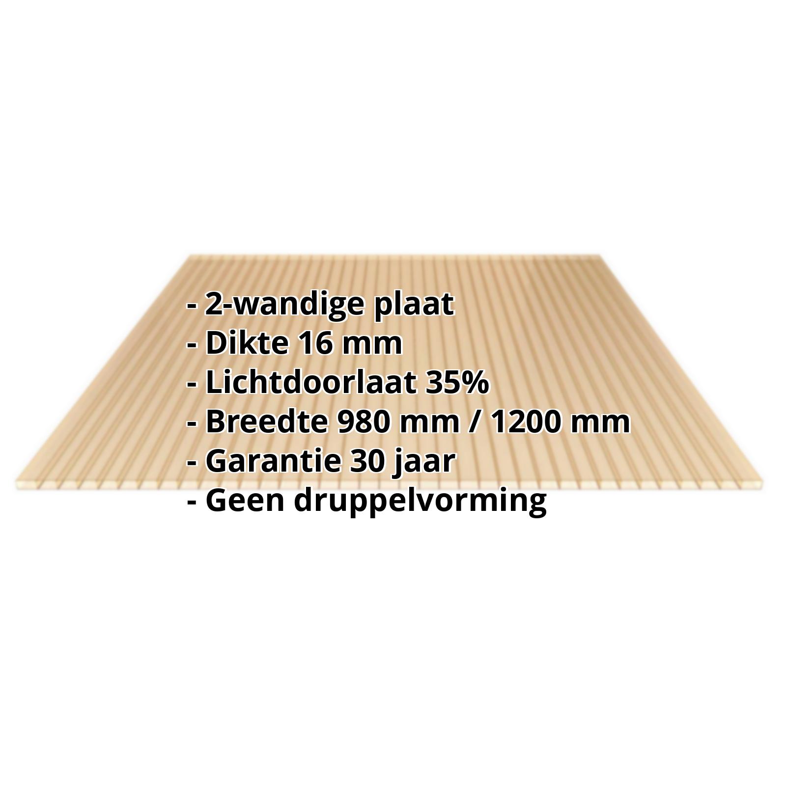 Acrylaat kanaalplaat | 16 mm | Breedte 1200 mm | Brons | AntiDrop | 500 mm #2