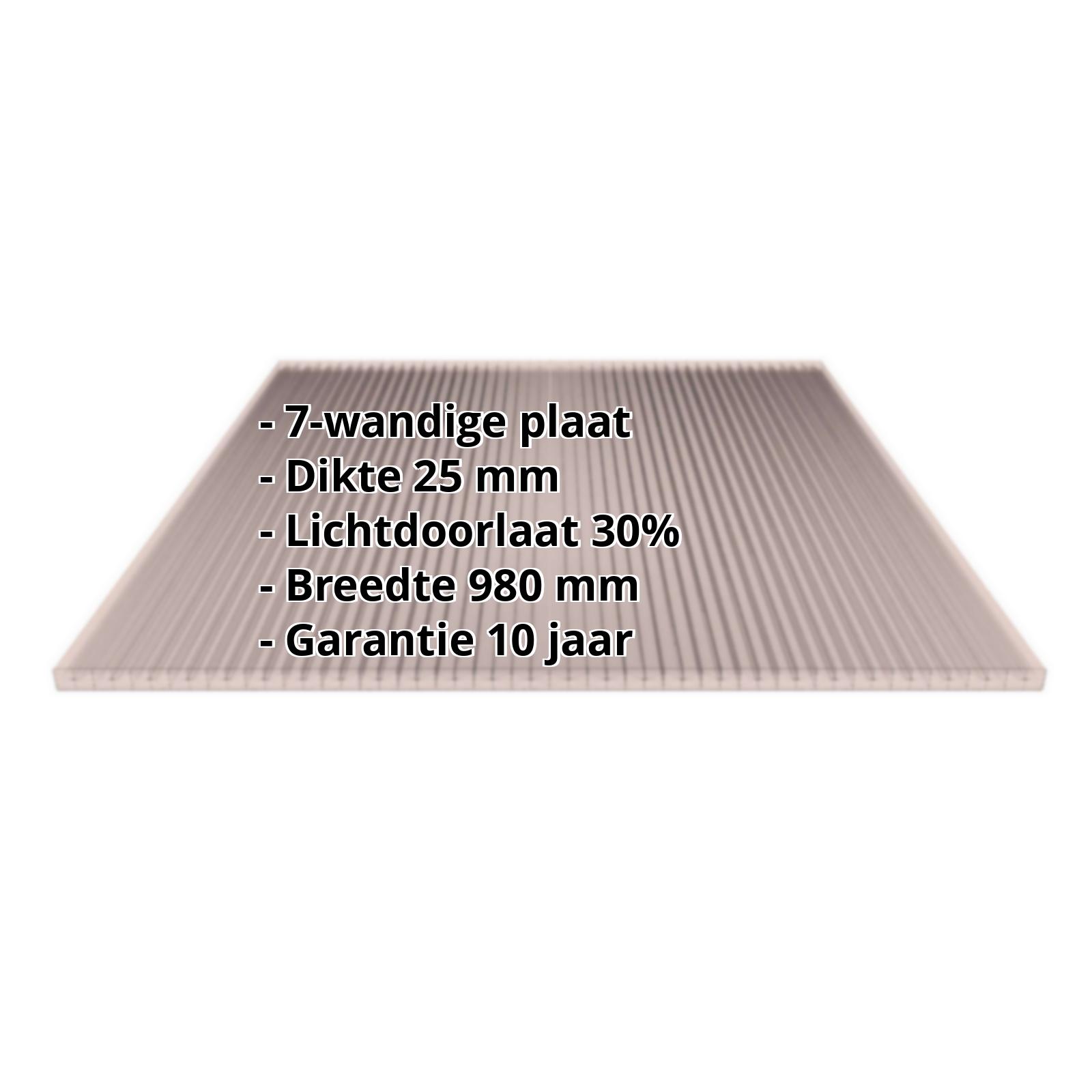 Polycarbonaat kanaalplaat | 25 mm | Breedte 980 mm | Brons | Extra sterk | 500 mm #2