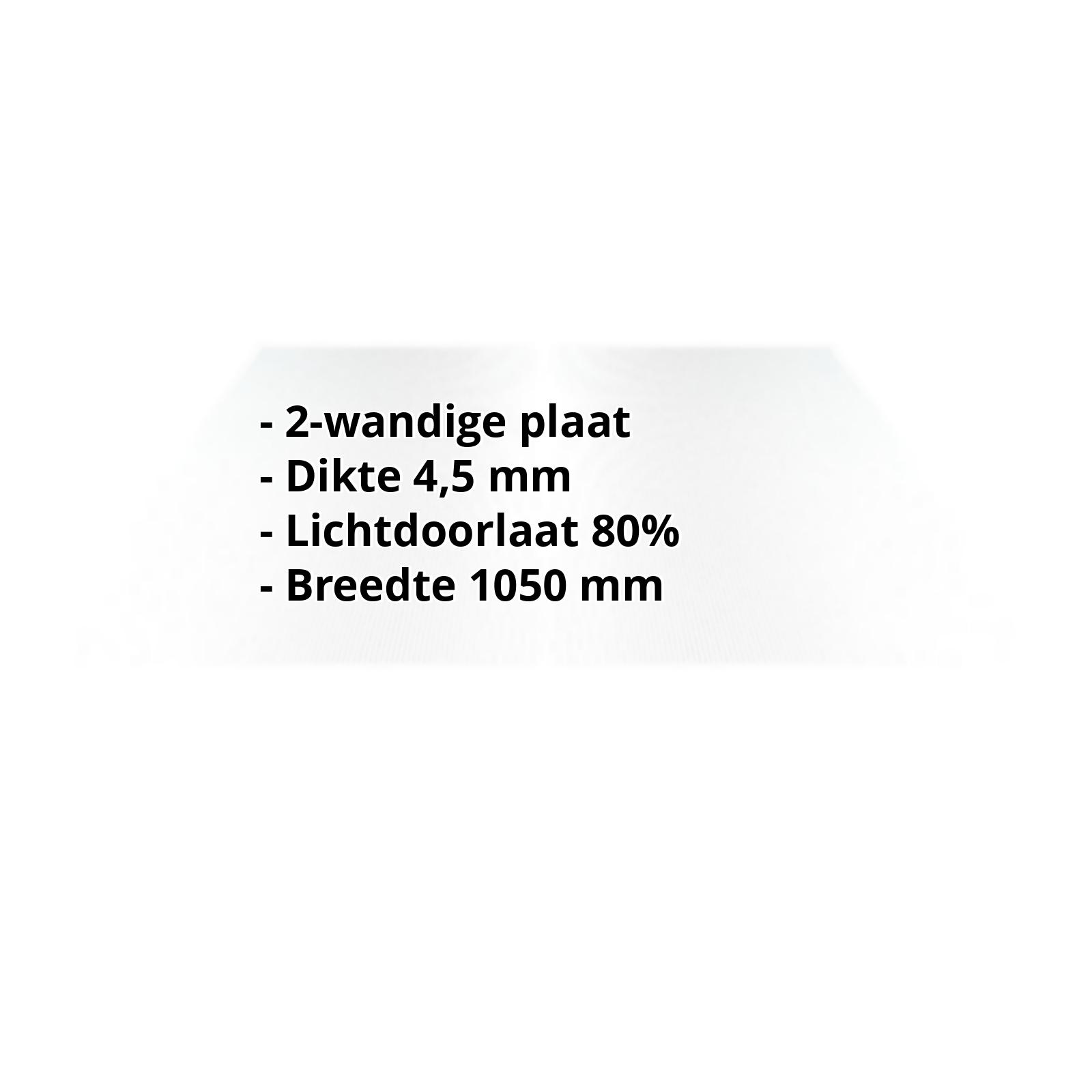 Polycarbonaat kanaalplaat | 4,50 mm | Breedte 1050 mm | Helder | 500 mm #2