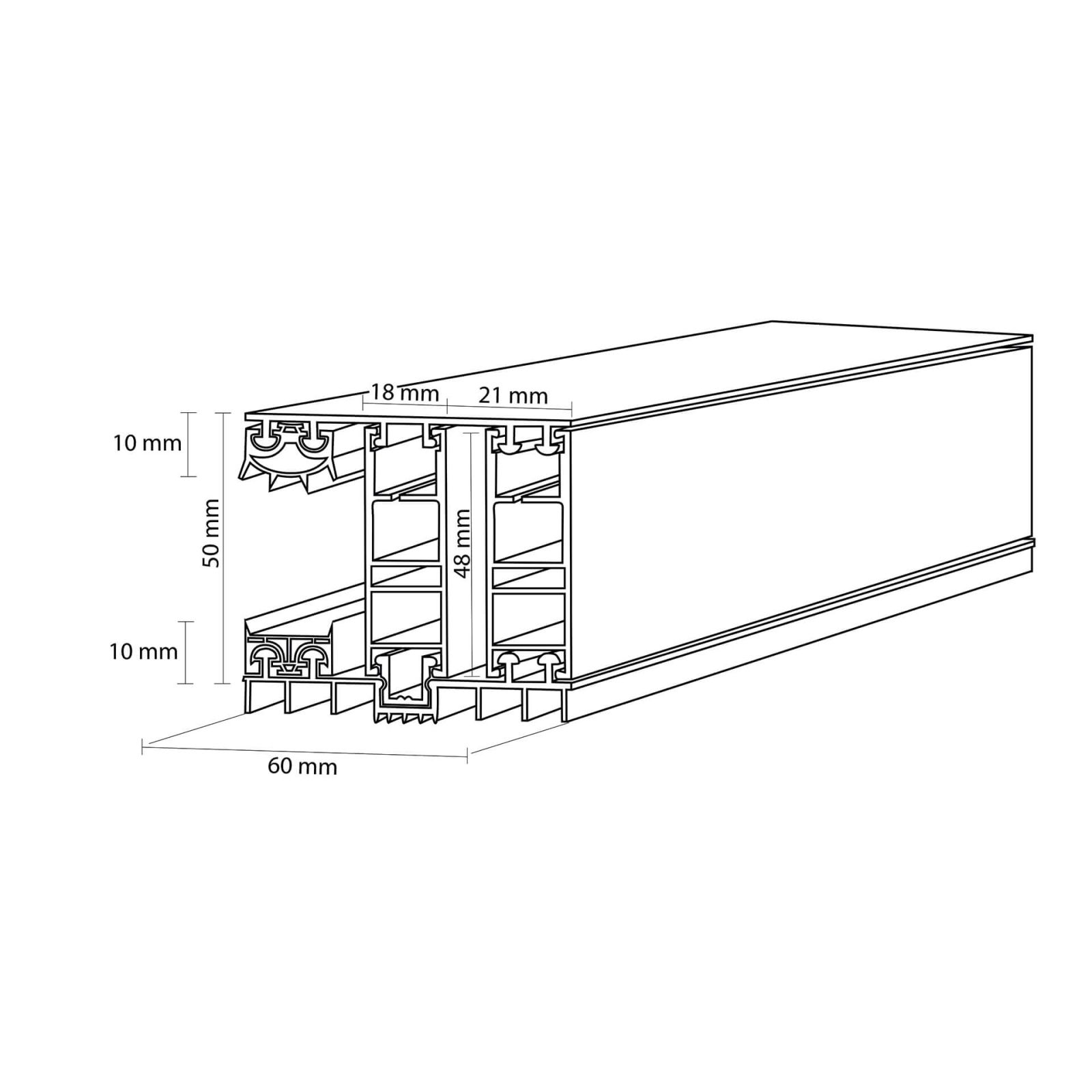 Mendig | Randprofiel | 32 mm | Thermo/Thermo | Aluminium | Blank | 2000 mm #3