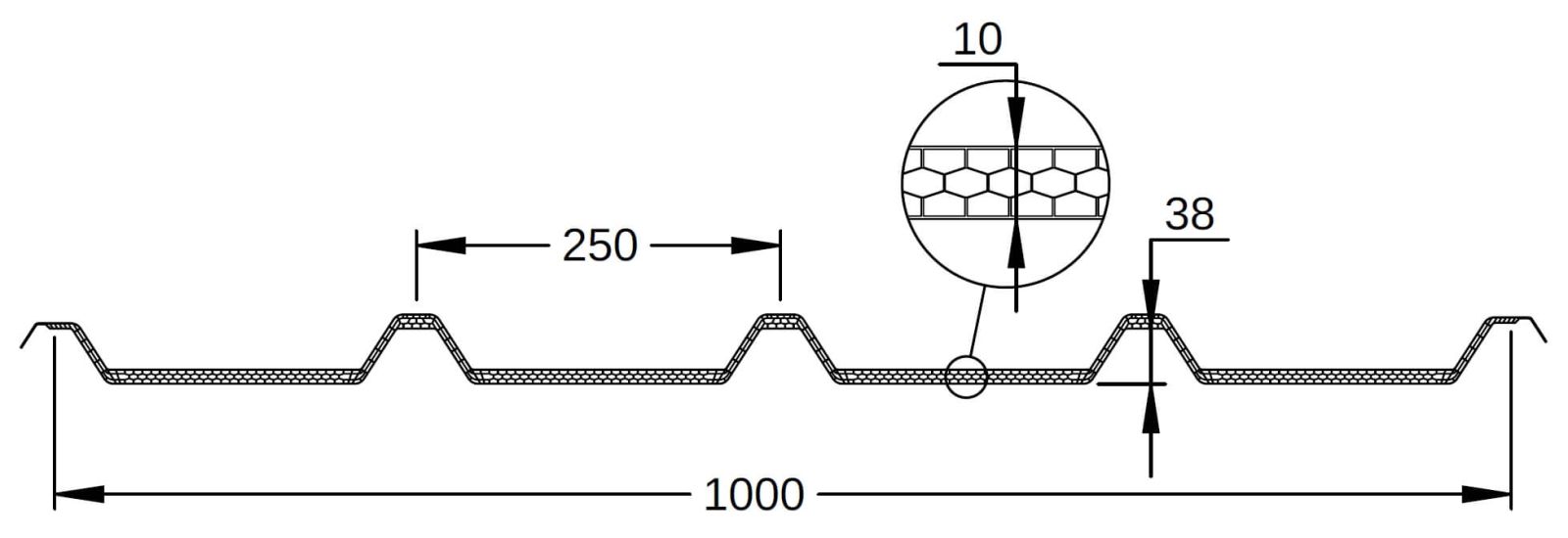 Stabilight lichtstraat | Type GT38/10 | Dagmaat 1,00 m | Koorde 1,30 m #8