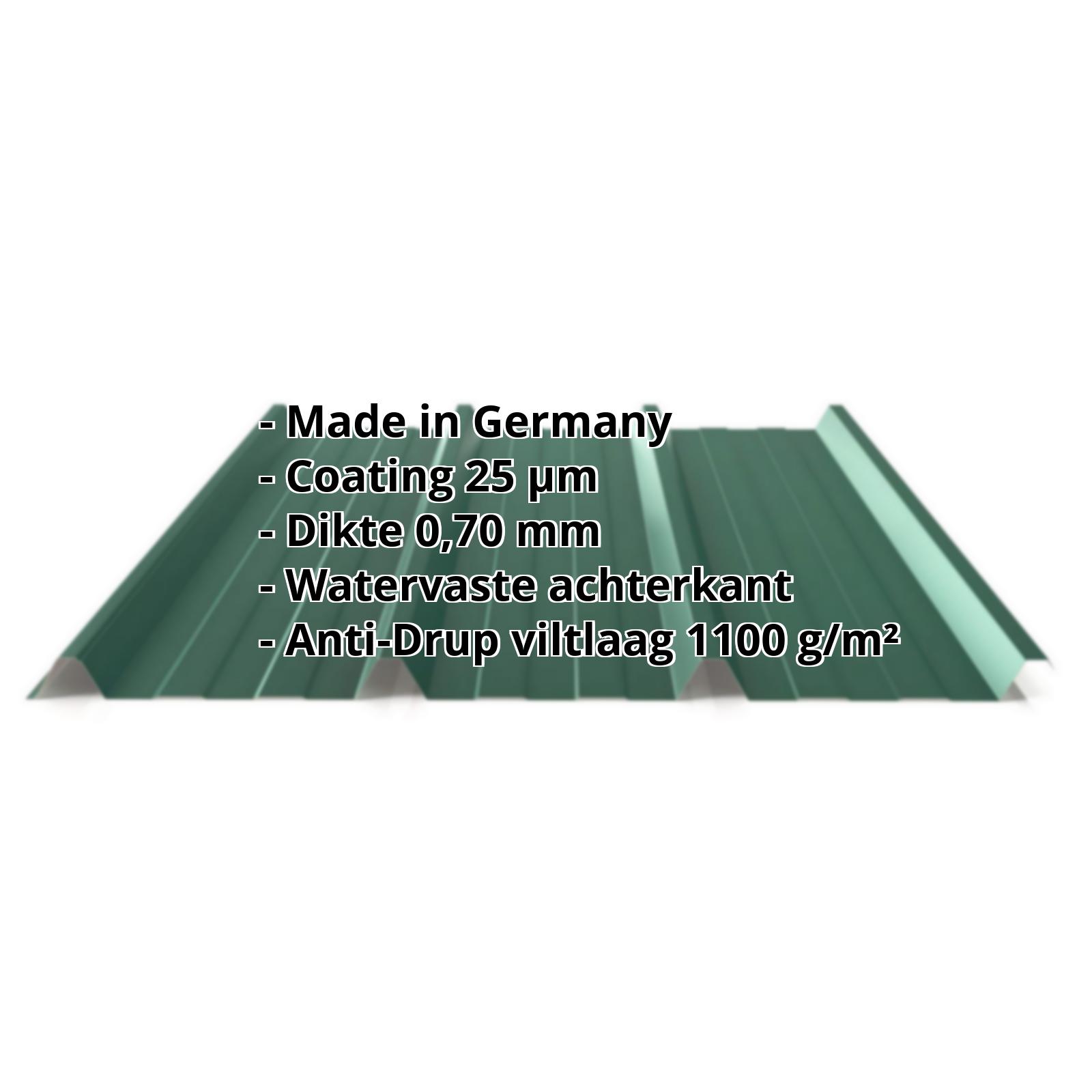 Damwandplaat PA45/1000TRA | 25 µm Polyester | Dak | Aluminium 0,70 mm | Anti-Drup | 6005 - Mosgroen #2