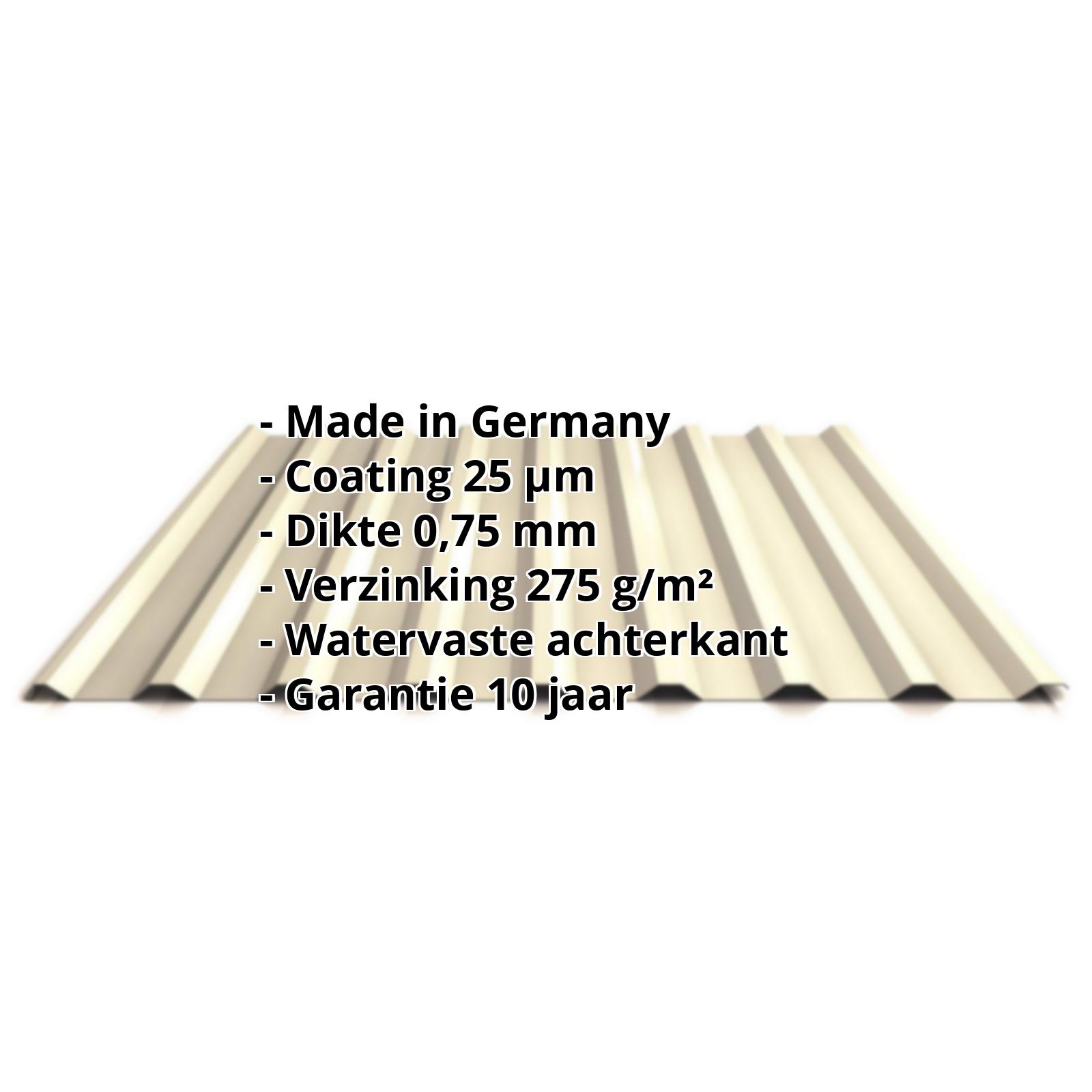 Damwandplaat PS20/1100TR | 25 µm Polyester | Dak | Staal 0,75 mm | 1015 - Licht ivoorkleurig #2