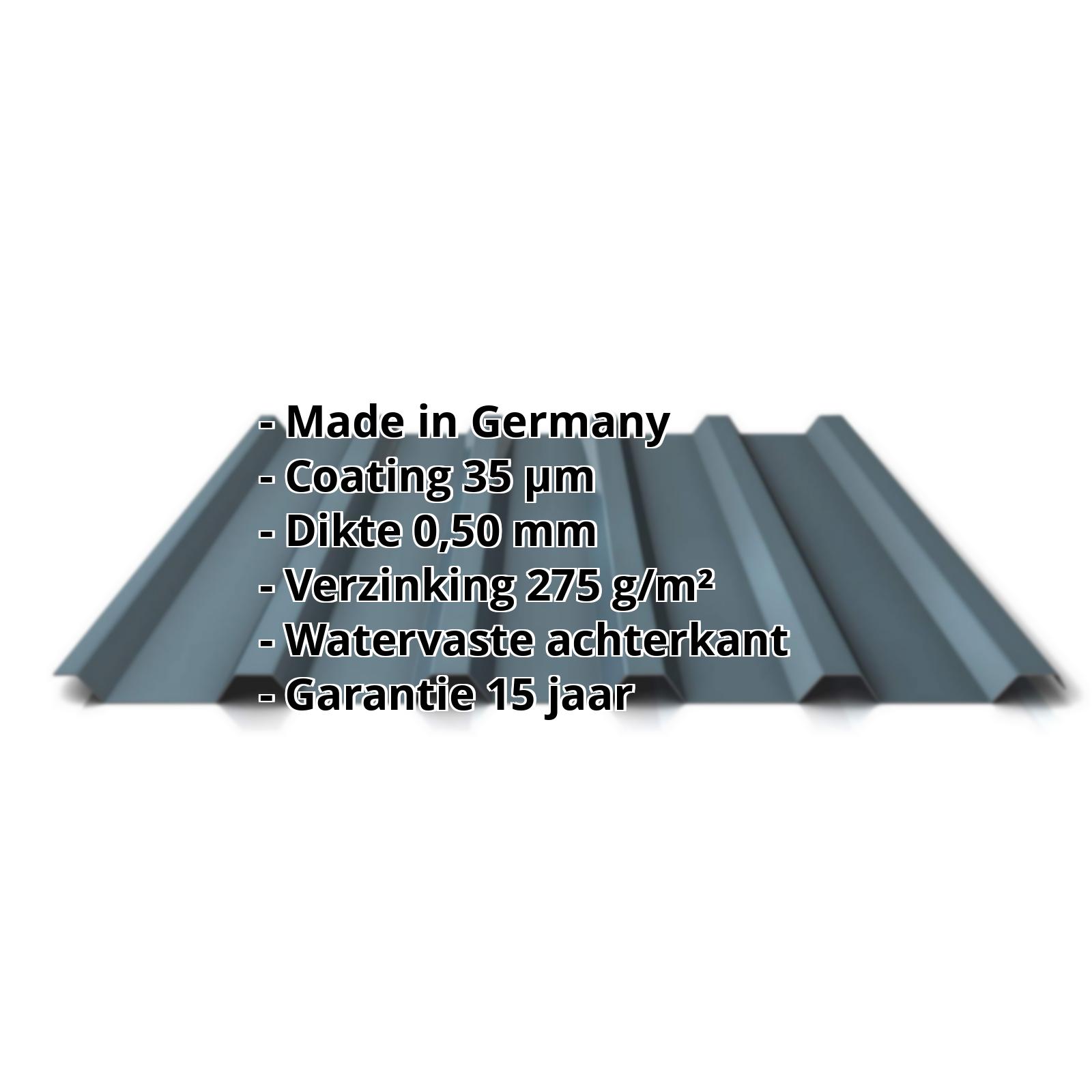 Damwandplaat PS35/1035TR | 35 µm Mattpolyester | Dak | Staal 0,50 mm | 23 - Donkergrijs #2