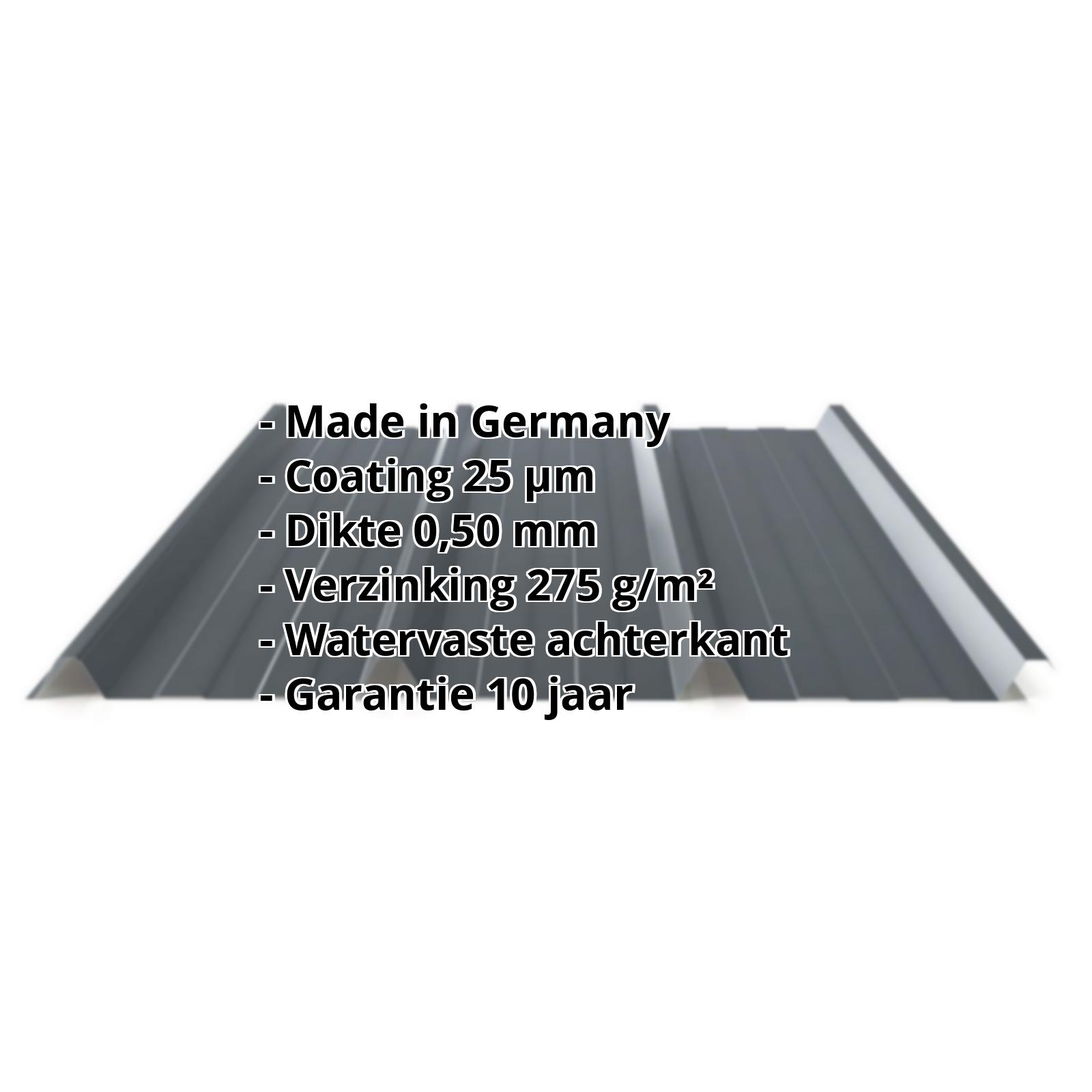 Damwandplaat PS45/1000TR | 25 µm Polyester | Dak | Staal 0,50 mm | 7016 - Antracietgrijs #2