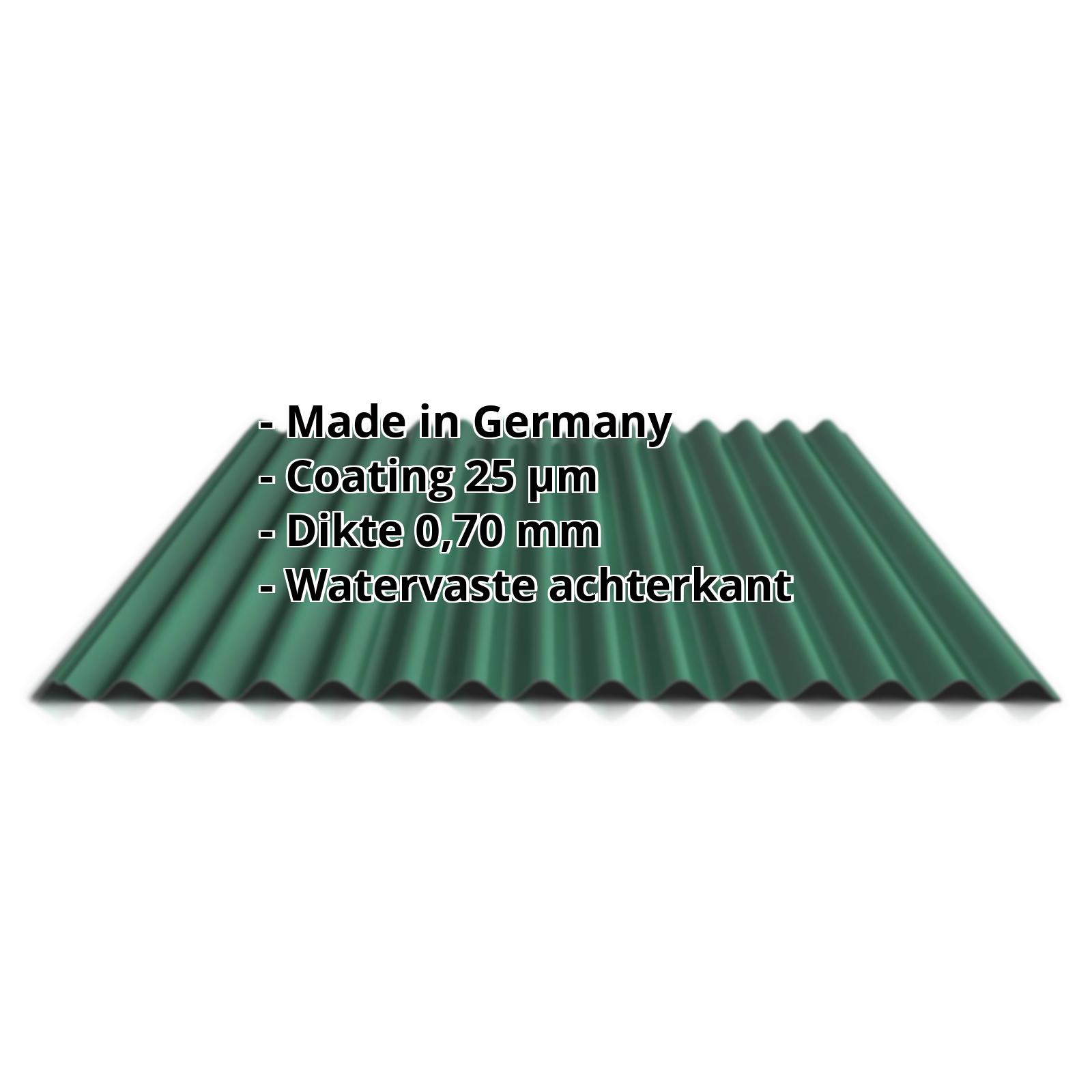 Golfplaat PA18/1064CR | 25 µm Polyester | Dak | Aluminium 0,70 mm | 6005 - Mosgroen #2