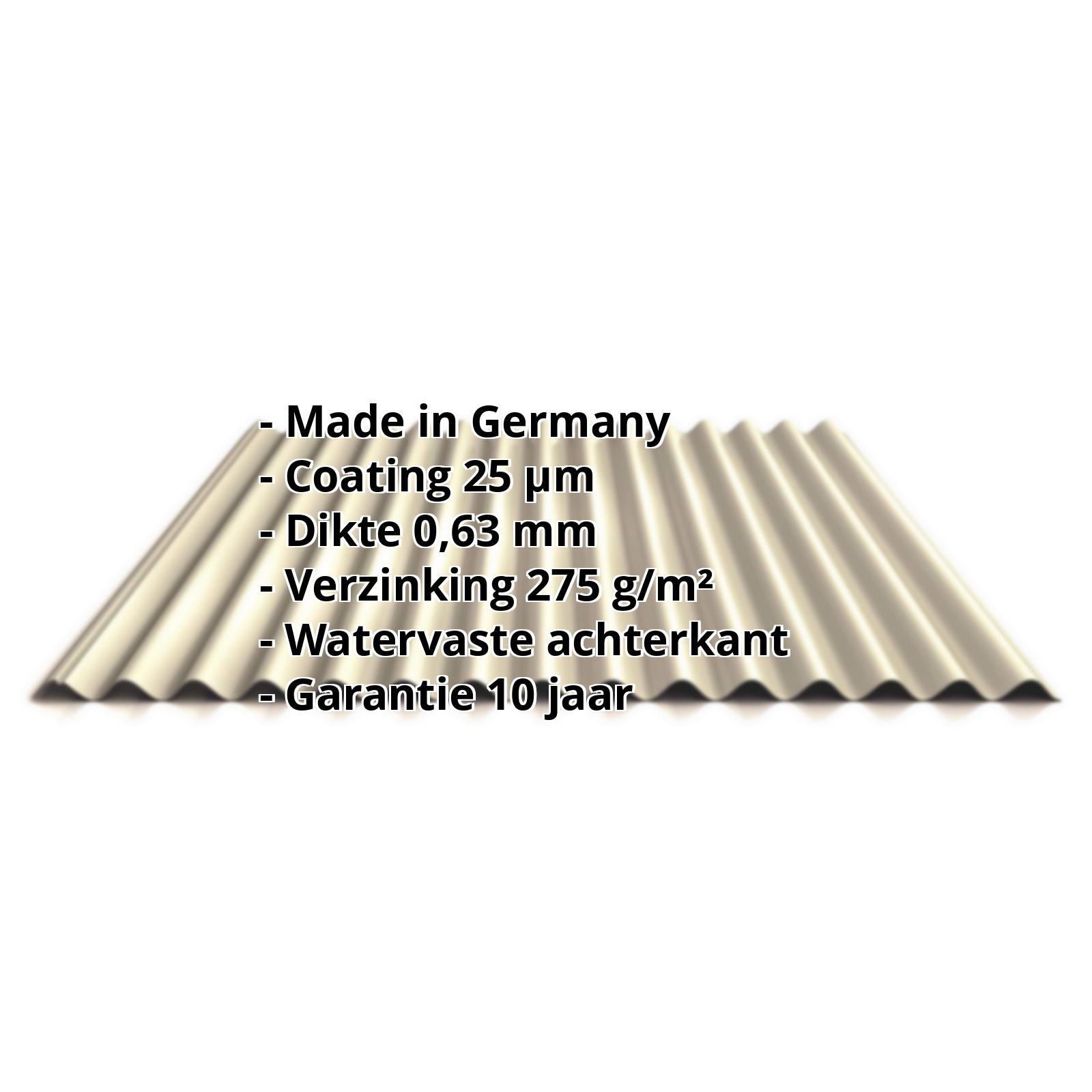 Golfplaat PS18/1064CR | 25 µm Polyester | Dak | Staal 0,63 mm | 1015 - Licht ivoorkleurig #2