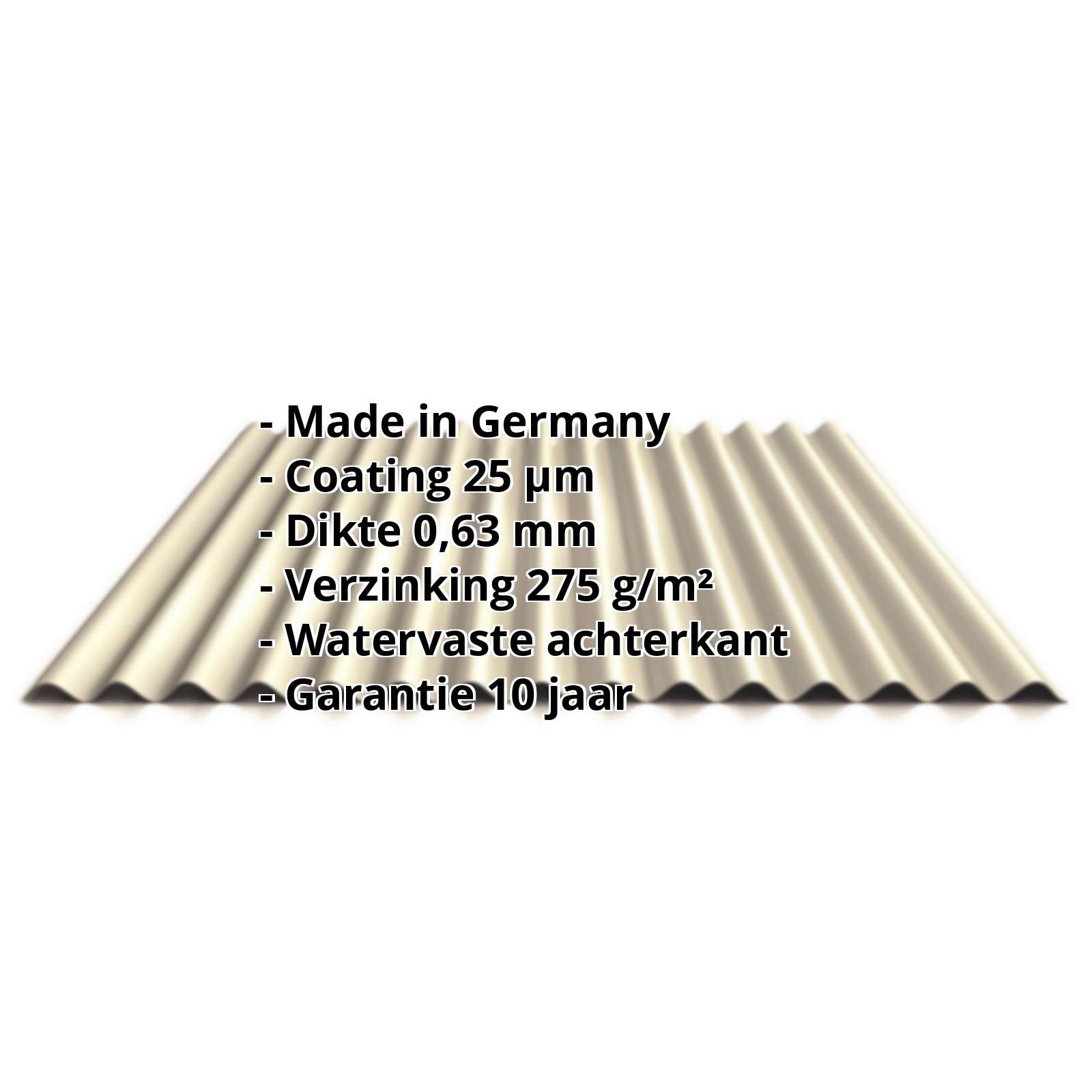 Golfplaat PS18/1064CW | 25 µm Polyester | Gevel | Staal 0,63 mm | 1015 - Licht ivoorkleurig #2