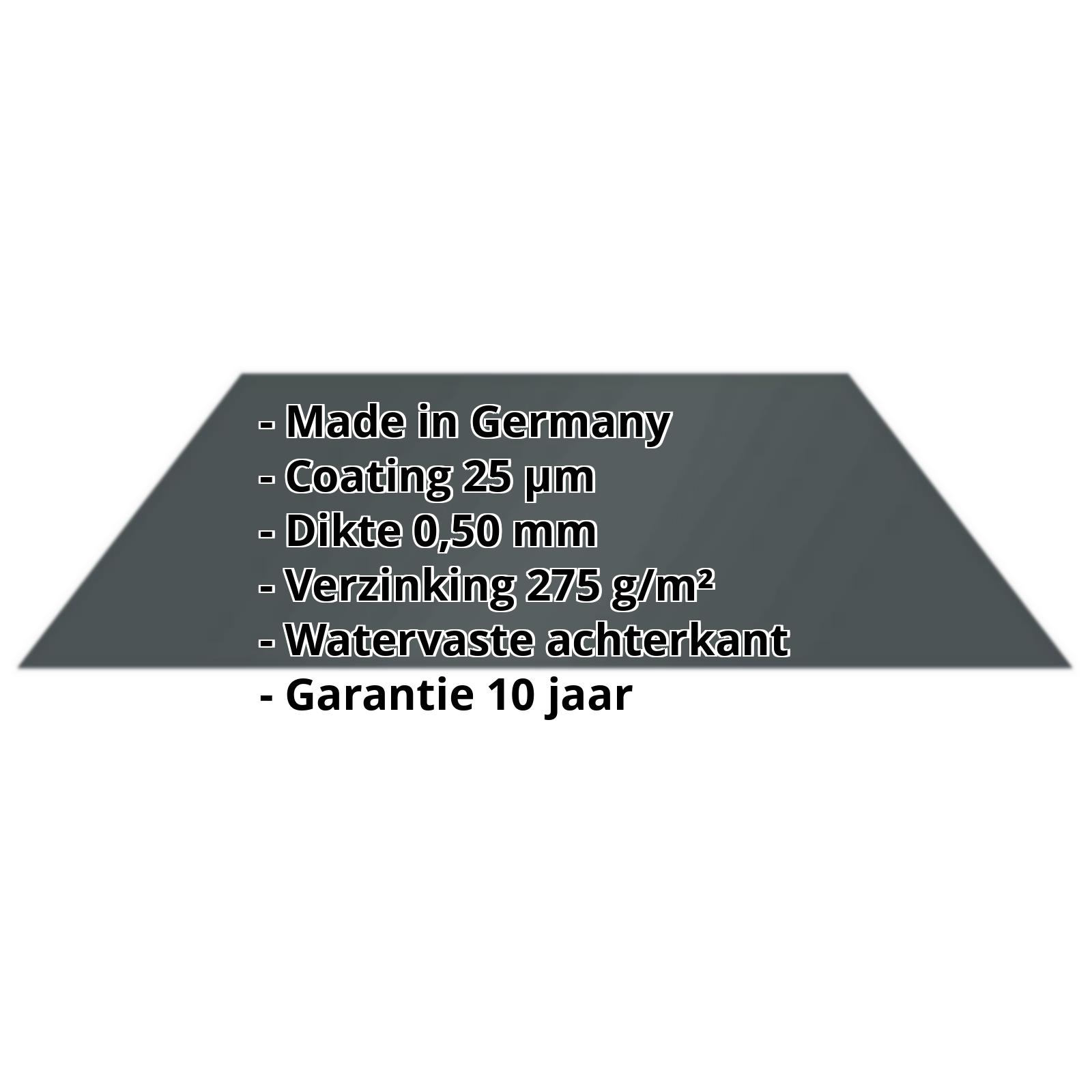 Vlakke plaat | 25 µm Polyester | Staal 0,50 mm | 7016 - Antracietgrijs #2