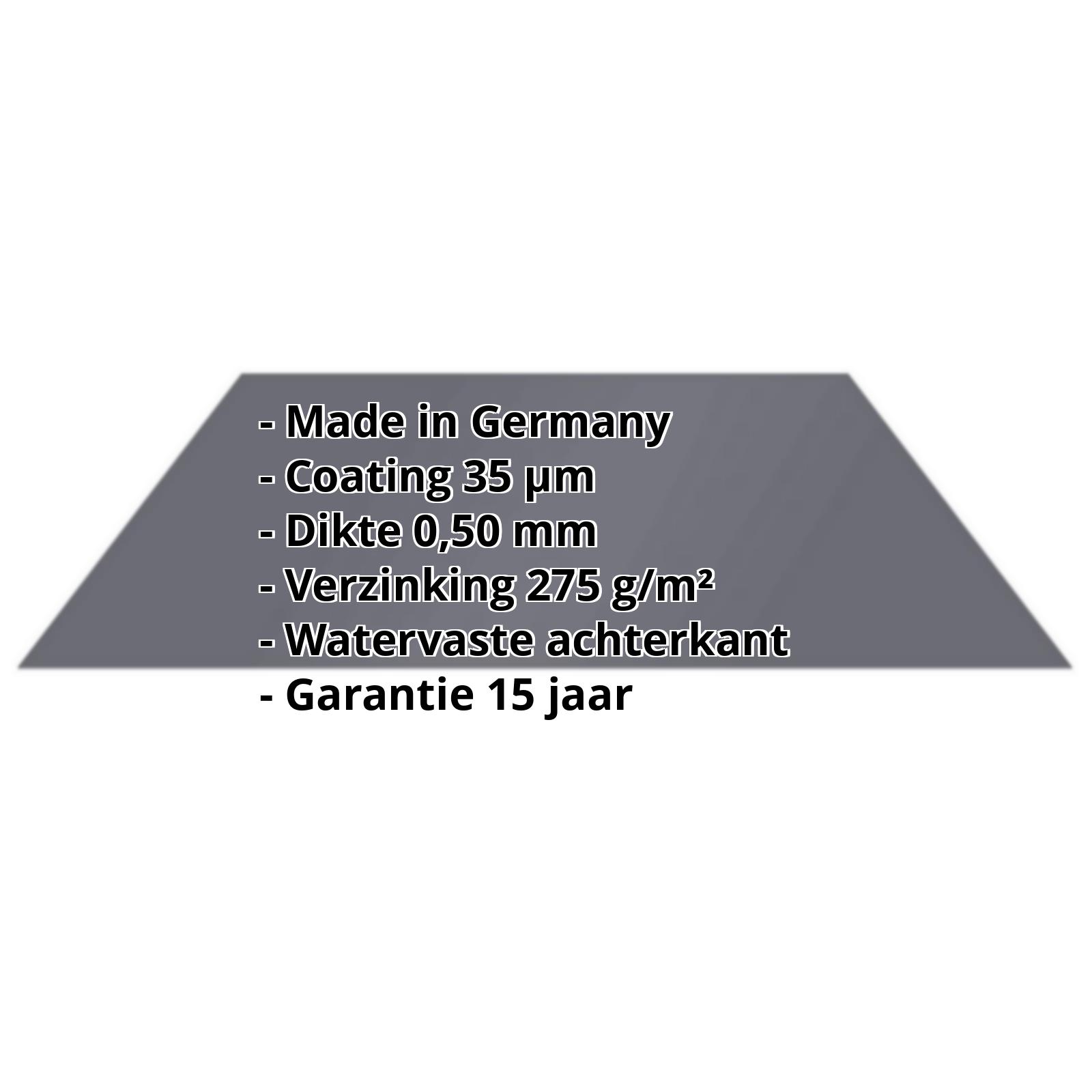 Vlakke plaat | 35 µm Mattpolyester | Staal 0,50 mm | 23 - Donkergrijs #2