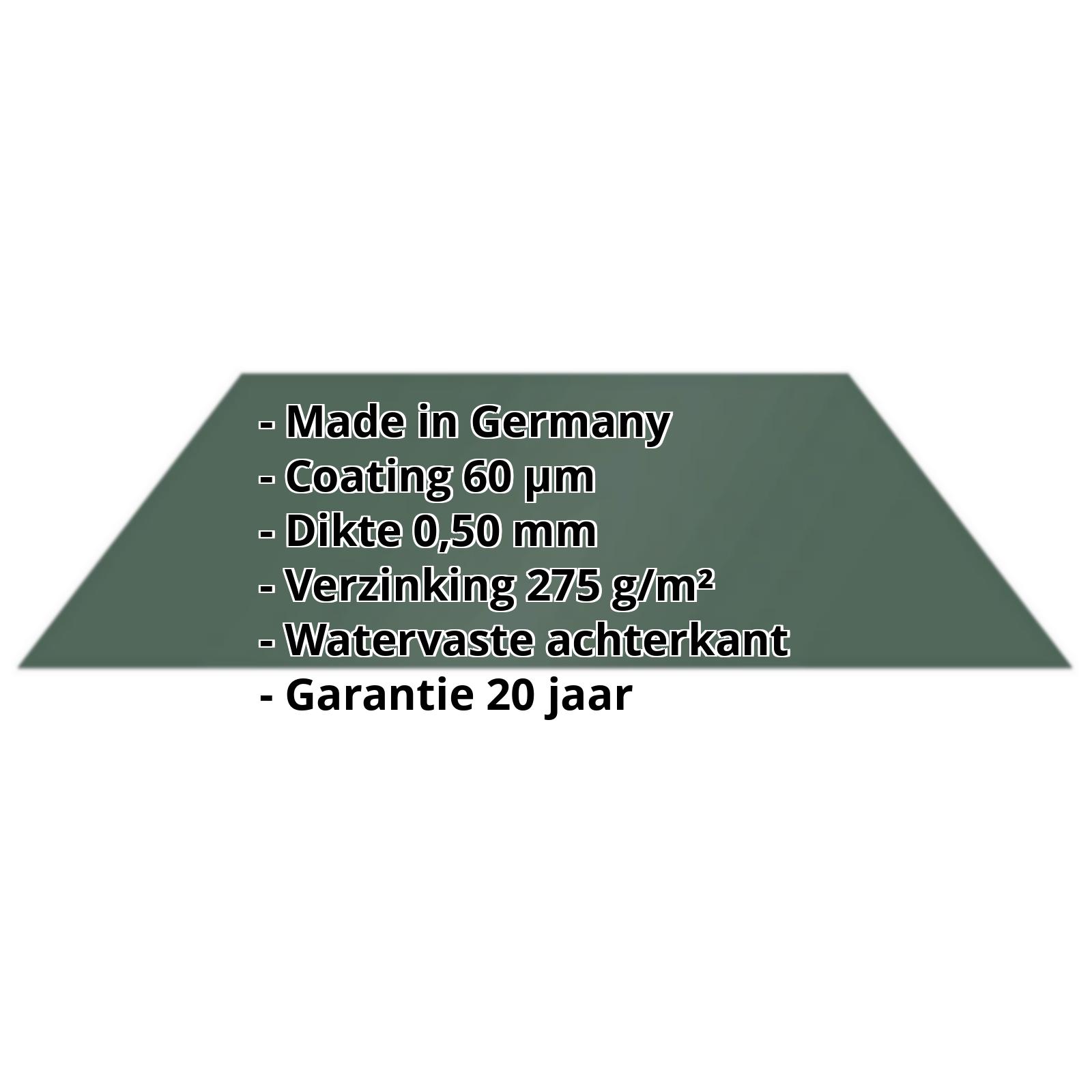Vlakke plaat | 60 µm TTHD | Staal 0,50 mm | 6005 - Mosgroen #2