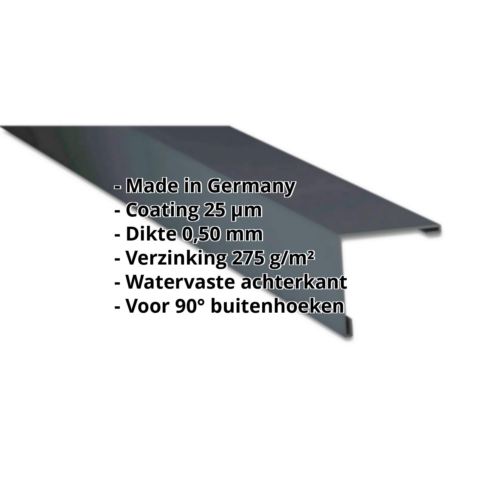 Buitenhoek | 115 x 115 mm | Staal 0,50 mm | 25 µm Polyester | 7016 - Antracietgrijs #2