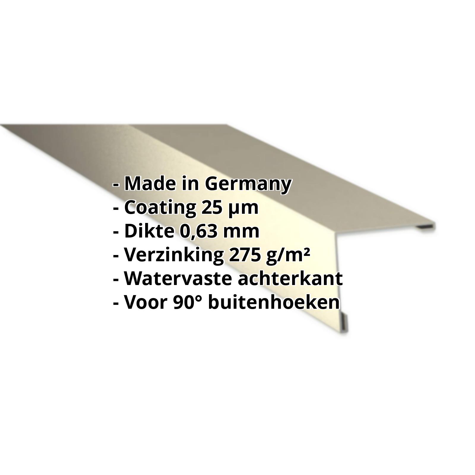 Buitenhoek | 115 x 115 mm | Staal 0,63 mm | 25 µm Polyester | 1015 - Licht ivoorkleurig #2