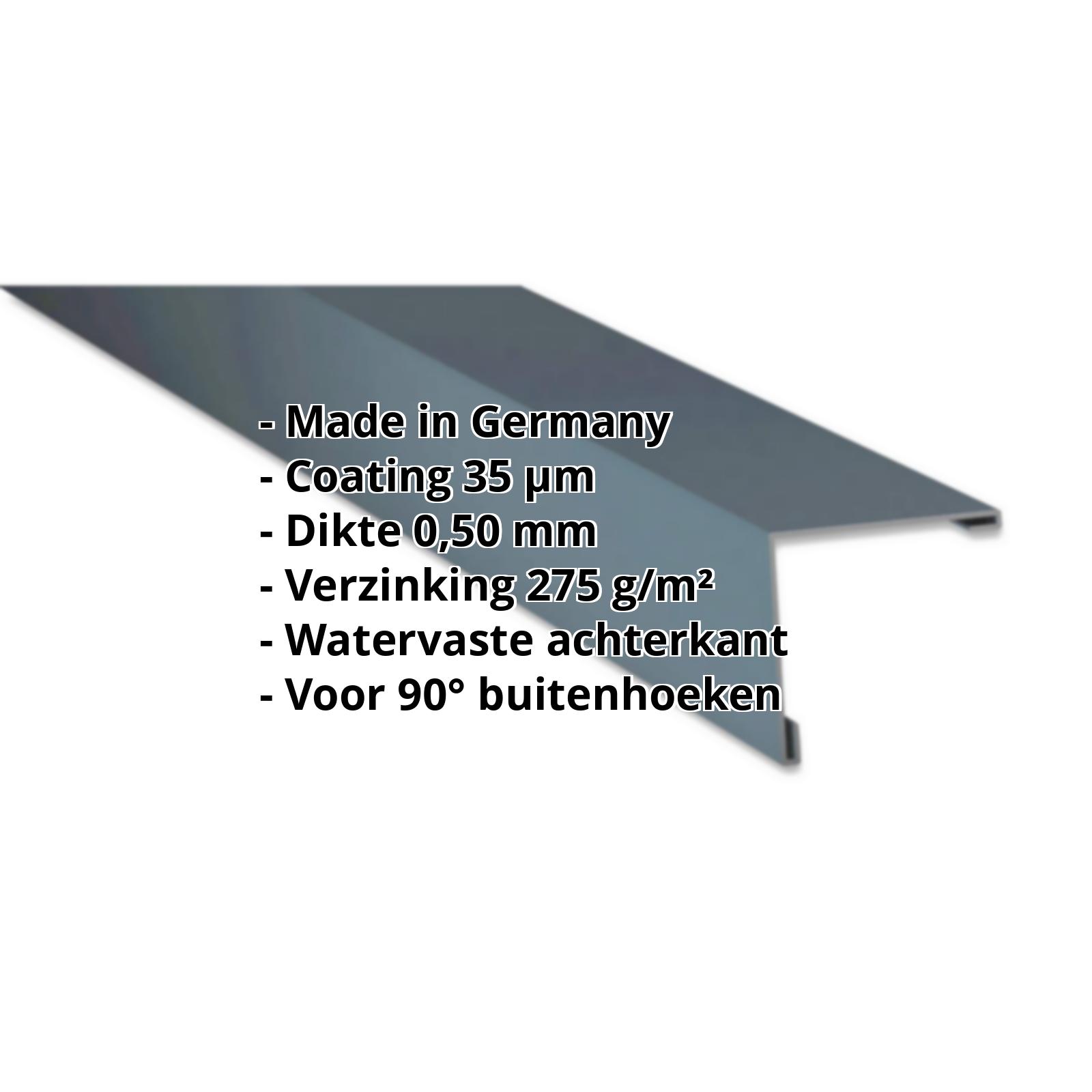 Buitenhoek | 35 µm Mattpolyester | 115 x 115 mm | Staal 0,50 mm | 23 - Donkergrijs #2