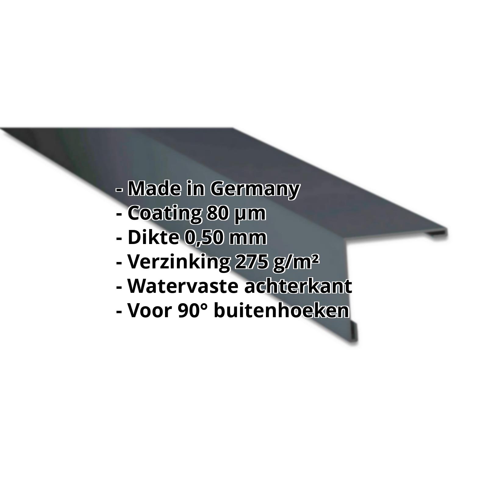 Buitenhoek | 80 µm Shimoco | 115 x 115 mm | Staal 0,50 mm | 7016 - Antracietgrijs #2