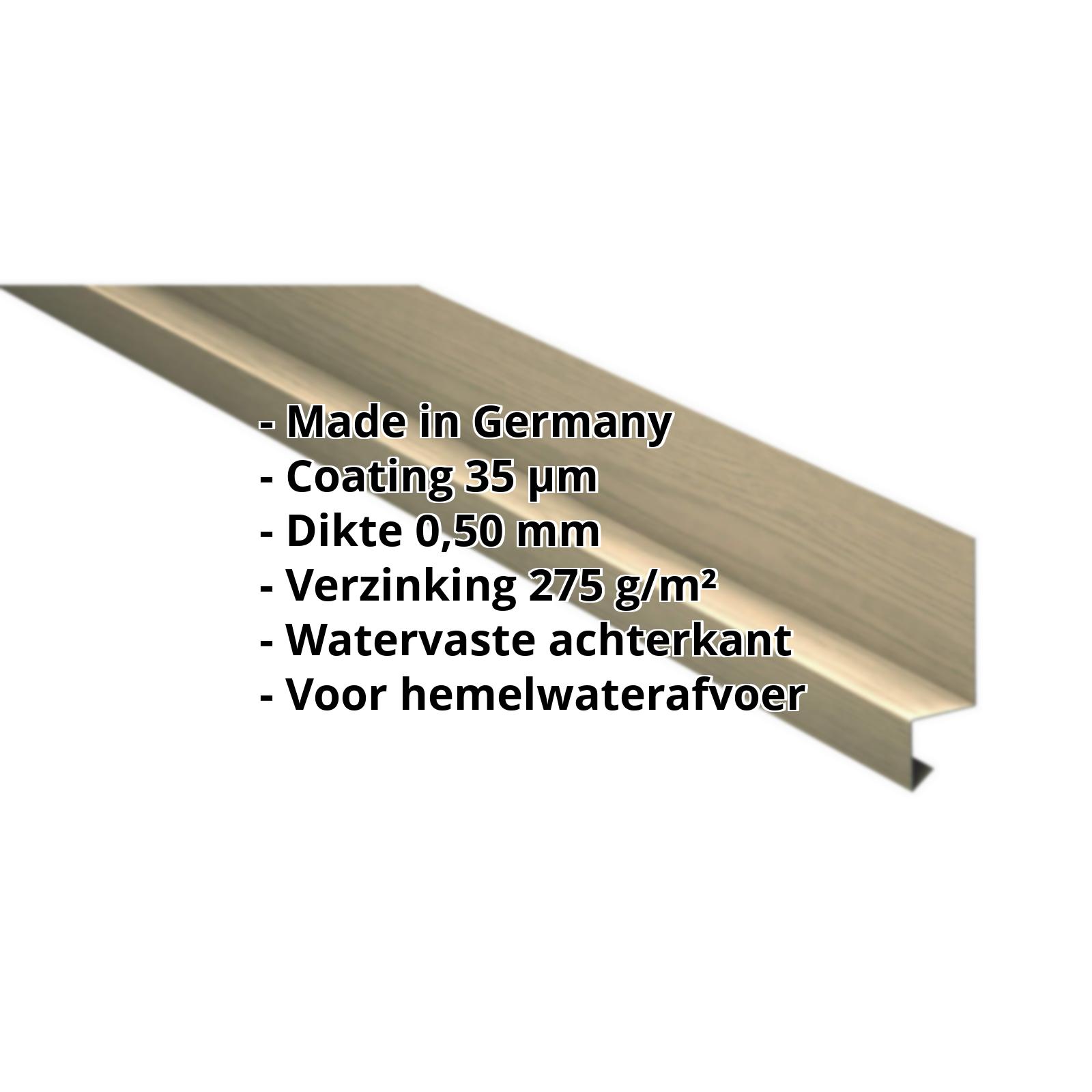 Dorpel | 35 µm Structuurpolyester | 50 x 25 x 20 mm | 100° | Staal 0,50 mm | Houtlook - Ahorn #2