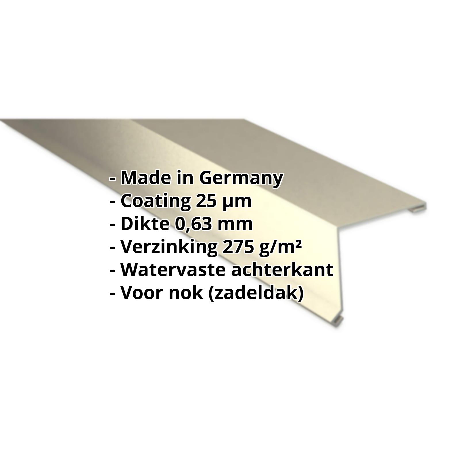 Nok lessenaarsdak | 25 µm Polyester | 115 x 115 mm | 80° | Staal 0,63 mm | 1015 - Licht ivoorkleurig #2
