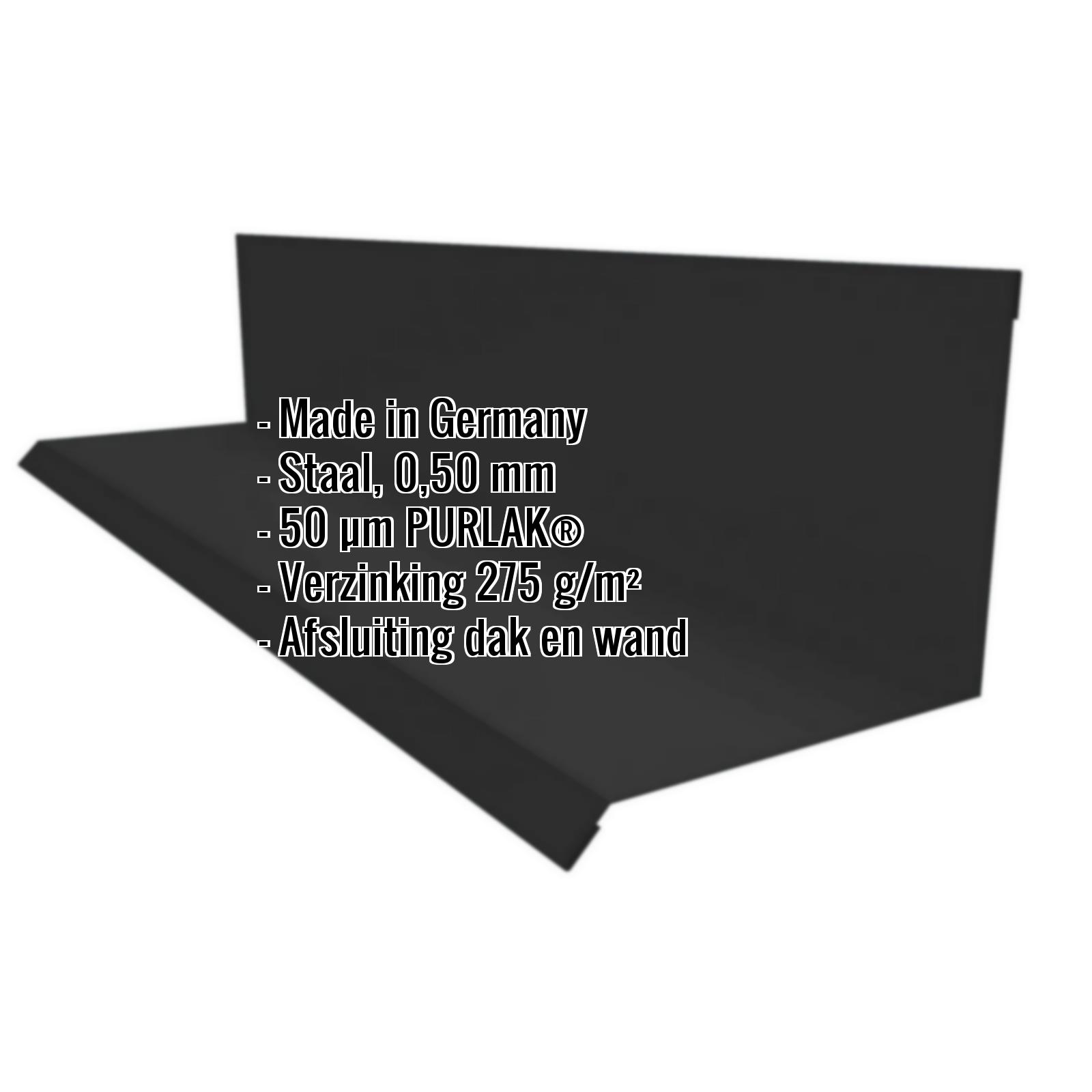 Aluminium muurafdekking, compleet systeem, afdekking 2,0 m incl. 3 x klikhouder en 1 x stootplaat. Afmetingen: L, kleur: Antraciet (RAL 7016