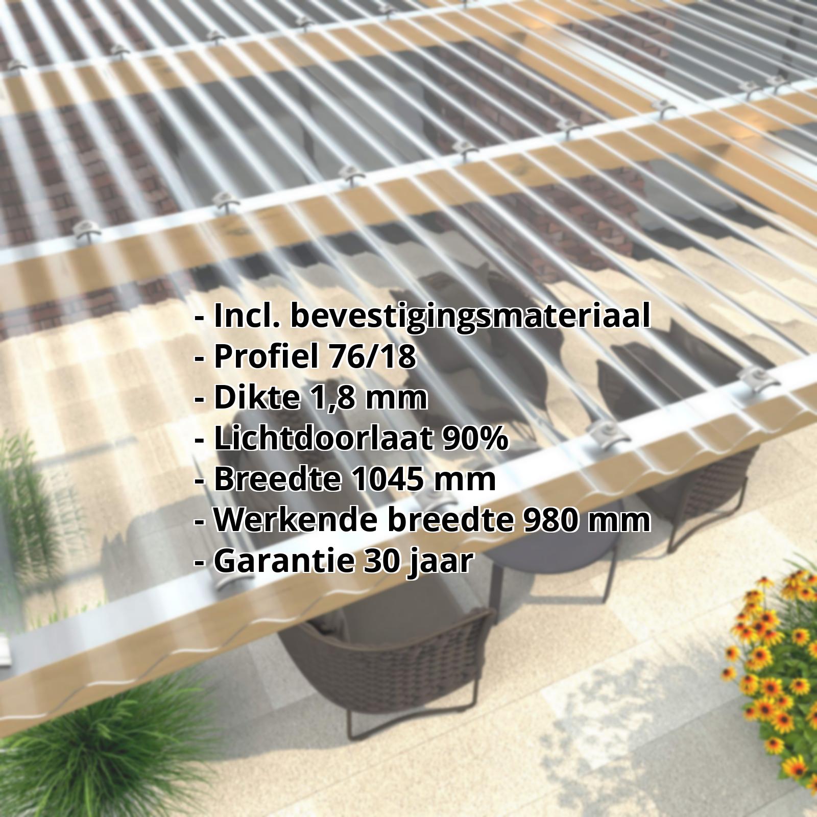 Acrylaat golfplaat | 76/18 | Voordeelpakket | 1,80 mm | Helder | Breedte 3,01 m | Lengte 2,00 m #2